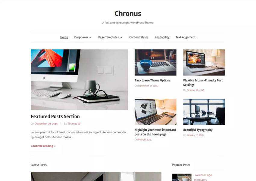 chronus Бесплатная тема WordPress WP Адаптивный блог Минималистичный дизайн Минималистичный Легкий