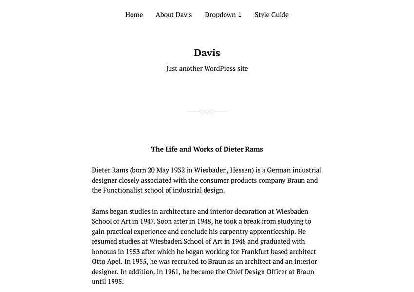 davis starter Бесплатная тема WordPress WP Адаптивный блог Минималистичный дизайн Минималистичный легкий