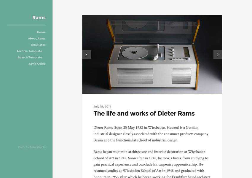 rams Бесплатная тема WordPress WP Адаптивный блог Минималистичный дизайн Минималистичный Легкий