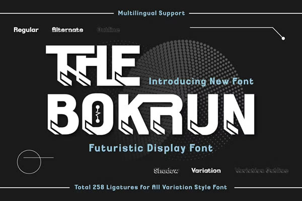Футуристический дисплейный шрифт Bokrun