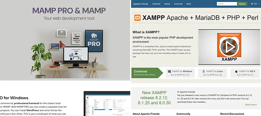 Локальные серверы MAMP и XAMPP
