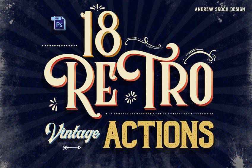 Действия Photoshop с Ретро Текстом