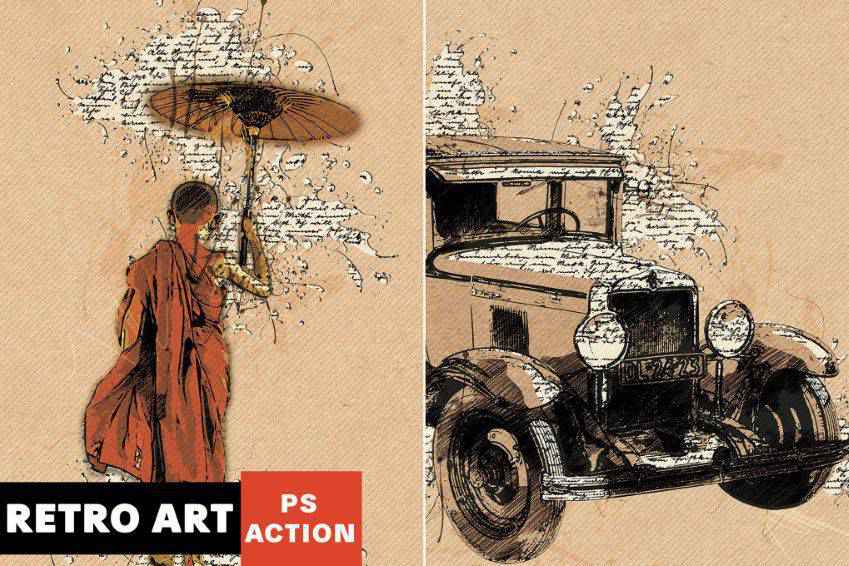 Ретро Арт Photoshop Экшен