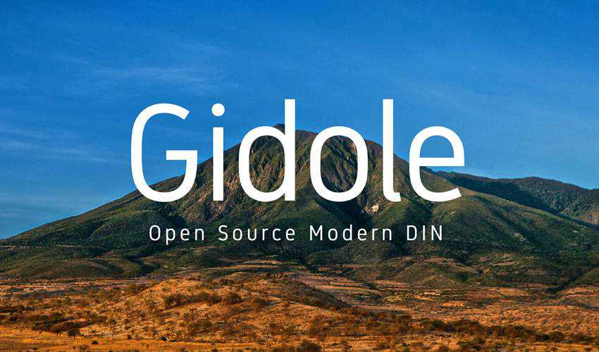 Gidole с открытым исходным кодом Современный DIN бесплатный минимальный дизайн шрифта типографика
